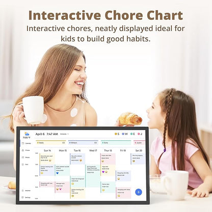 Dragon Touch 27 inch Digital Calendar Chore Chart – Interactive Touchscreen, Smart Family Planner, Hearth Display Desk Digital Calendar Seamless Scheduling Black