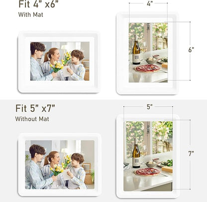 White 5x7 Picture Frame with Acrylic Front 1 Pack, ABS Frame for 5x7 or 4x6 Photos, Shatterproof UV-Resistant Tabletop Photo Frame, Vertical/Horizontal Display for Home Décor
