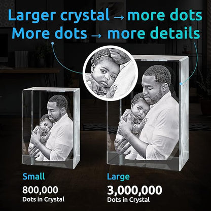 ArtPix 3D Crystal Photo, Christmas Personalized Gifts for Women, Wife, Her, Him, Men, Husband, Grandma, Great Xmas Customized Gift With Your Own Photo, Custom Glass 3D Laser Etched Picture Wedding