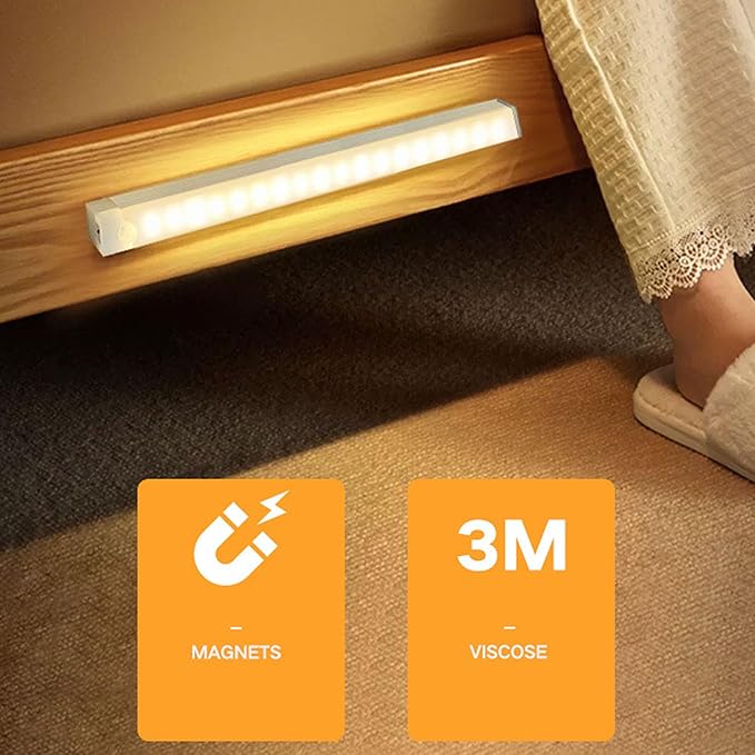 4 PCS Punch-Free Smart Sensor Magnetic Rechargeable Led Lights, Punch Free Smart Sensor Magnetic Light, USB C Rechargeable Closet Under Counter Lighting for Kitchen, Wardrobe (3.9in White Light)