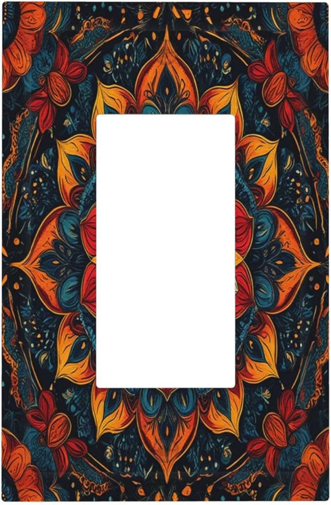 Outlet Covers Boho Colorful Mandala 1 Gang Wall Plates Single Rocker Light Switch Covers Decorative Switch Plates Electrical GFCI Panel Covers for Home Office Decor 5 X 3 IN