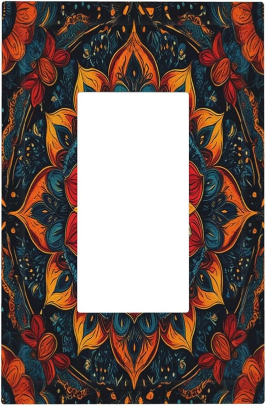 Outlet Covers Boho Colorful Mandala 1 Gang Wall Plates Single Rocker Light Switch Covers Decorative Switch Plates Electrical GFCI Panel Covers for Home Office Decor 5 X 3 IN