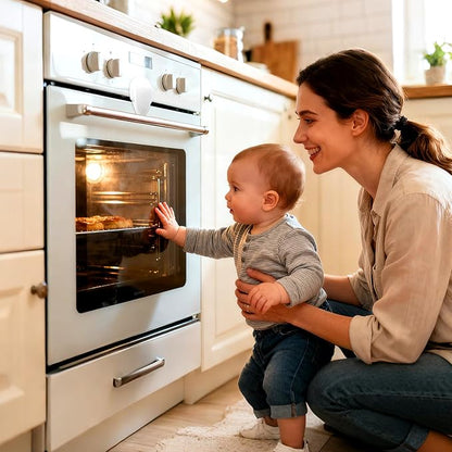1 Pack Oven Lock for Baby Proofing - Heat Resistant, No Drill Adhesive Stove Door Lock, Child Safety Oven Lock (White)