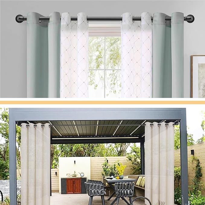 Industrial Curtain Rods 18 to 45 in,Wrap Around Rods, Adjustable Curtain Pole,1 in Diameter Pipe Wall or Ceiling Mounted,for Living Room(Antique Nickel 18” to 45”)