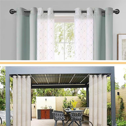 Industrial Curtain Rods 18 to 45 in,Wrap Around Rods, Adjustable Curtain Pole,1 in Diameter Pipe Wall or Ceiling Mounted,for Living Room(Antique Nickel 18” to 45”)