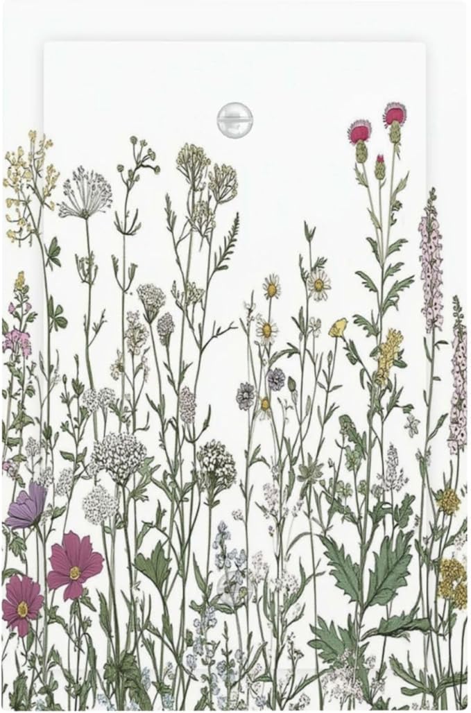 Vintage Herbs Wildflowers Plant Floral Light Switch Cover Plate 1 Gang No Device Blank Electrical Wall Plates Faceplate Decorative Switch Plate For Bed Room Home Decor