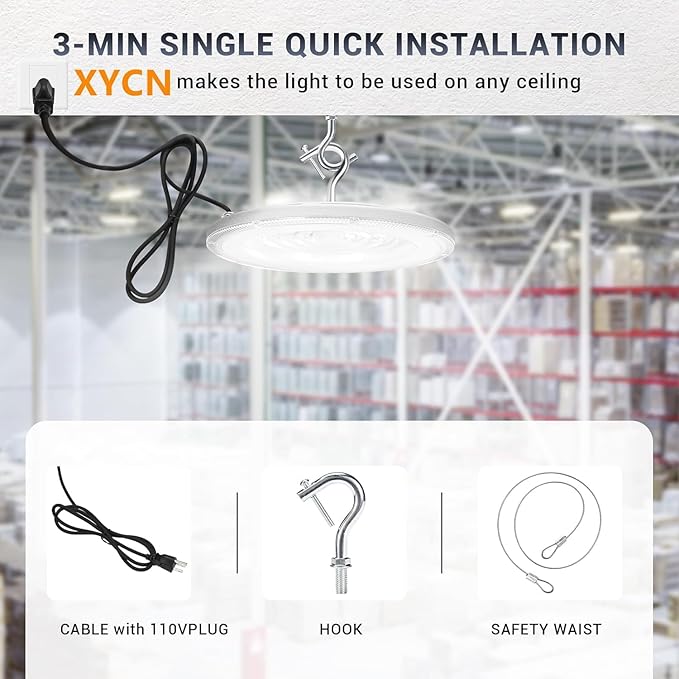10 Pack 250W UFO Led High Bay Light,120VAC,5000K Daylight Commercial Bay Lighting,IP66 Waterproof,41050LM,1150W MH/HPS with Plug Area Light for Warehouse/Shop/Workshop/Barn/Gym/Factory