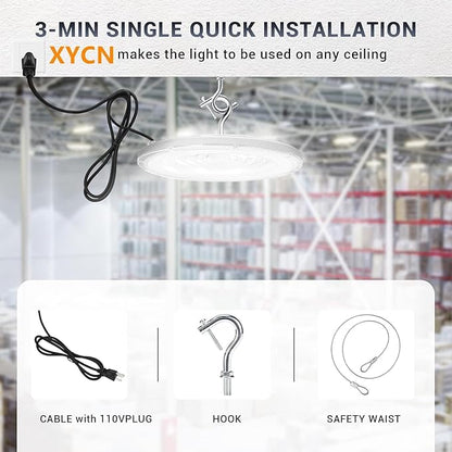 10 Pack 250W UFO Led High Bay Light,120VAC,5000K Daylight Commercial Bay Lighting,IP66 Waterproof,41050LM,1150W MH/HPS with Plug Area Light for Warehouse/Shop/Workshop/Barn/Gym/Factory