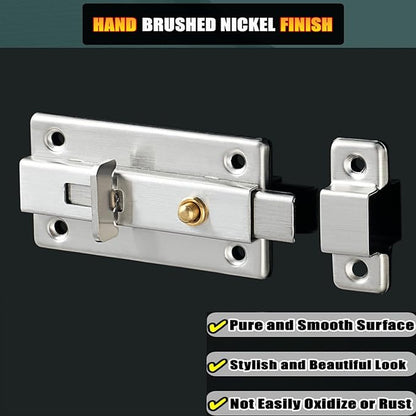 Alise Slide Bolt Gate Latch,Spring-Automatic Barrel Bolts Latches Safety Door Lock,Gate Hardware for Inside Door Fence Toilet Barn Pet Doors,Stainless Steel Bolt Latches,Brushed Finish,MS3000-LS
