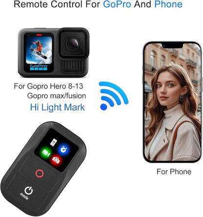 Suptig Wireless Remote Control for GoPro Hero 13/12/11/10/9/8 Black, Gopro Max, Phone, Built-in Rechargeable Battery