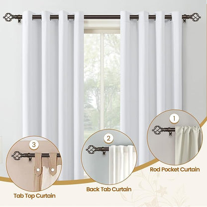KAMANINA Bronze Curtain Rods for Windows 48 to 84 Inch, Adjustable Single Curtain Rod 32 to 86 Inch(2.6-7.1ft), 3/4 Inch Splicing Drapery Rods with Twisted Cage Finial
