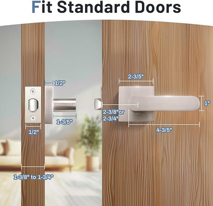 KNOBWELL 8 Pack Interior Door Handle,Satin Nickel Finish Door Levers, Passage Knob for Closet Hallway, Zinc Alloy Construction, 250,000-Cycle Durability