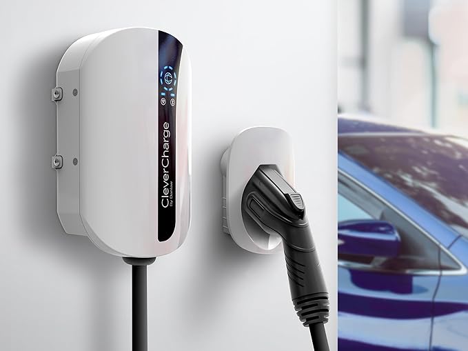 CleverCharge EV112A Wi-Fi Enabled Level 2 EV Charger, NEMA 14-50 EVSE with J1772 Connector & CleverKey AI, Up to 40A / 240V, UL/Energy Star Rated, 25ft Cable, Soft White