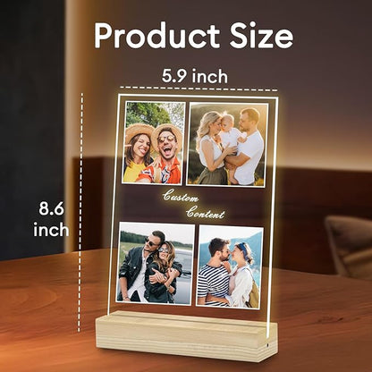 Personalized Picture Frame, Custom Tabletop Photo Frame with Light, Customized Gift for Mom/Father/Kid/Friend/Pet - Birthday, Valentine’s Day, Mother's Day, Father's Day, Christmas (R07)