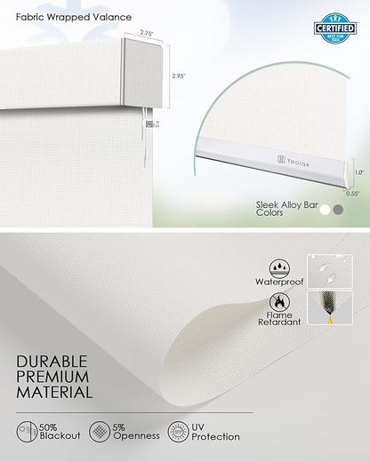 Yoolax Smart Blinds, Motorized Matter Solar Shades Flame Resistat Automatic Blinds for Windows Motorized Shades Compatible with Alexa, Google Home, Homekit(Solar-5% Openness White)