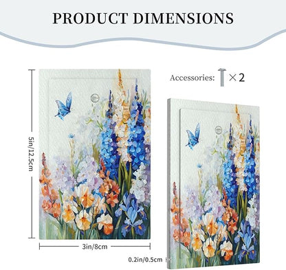 Decorative Light Switch Plate Covers Rustic Colorful Floral Garden Flowers 1 Gang No Device Single Blank Outlet Covers Wall Plate Light Switch Cover Plate for Country Bedroom Home Decor