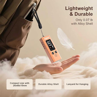 Portable Carbon Monoxide Detector for Travel, 3-in-1 CO Detector with Temperature & Humidity Sensor, Dual Audible & Visual Alarm Camping, RV and Hotel for Safety