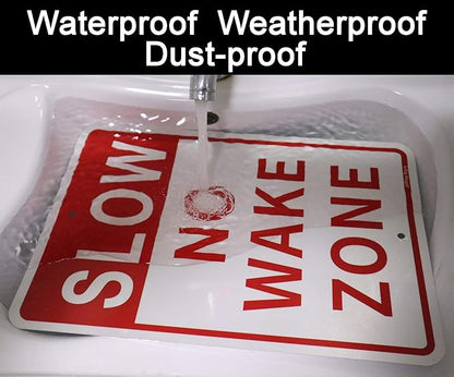 Joffreg Slow Down No Wake Zone Sign,17 x 12 Inches,Reflective Aluminum,UV Printed,Weather Resistant,Waterproof,Durable Ink,Easy to Mount,Outdoor Use,4 Pack