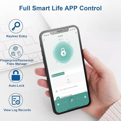 Fingerprint Door Lock, 6-in-1 Smart Door Knob with App Control/Fingerprints/IC Cards/Passwords/2 Keys, Fingerprint Door Knob Biometric Door Lock for Bedroom Apartment-Pink