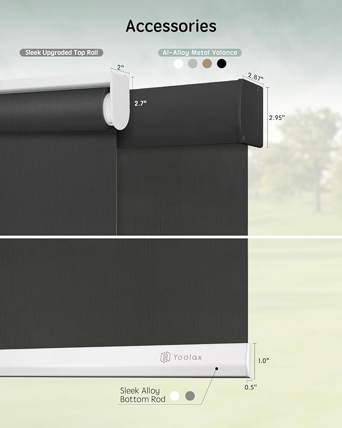 Yoolax Motorized Solar Shades, Flame Resistat Smart Blinds for Windows Motorized Roller Shades, Motorized Blinds Compatible with Alexa Custom Size (Solar-5% Openness Black)