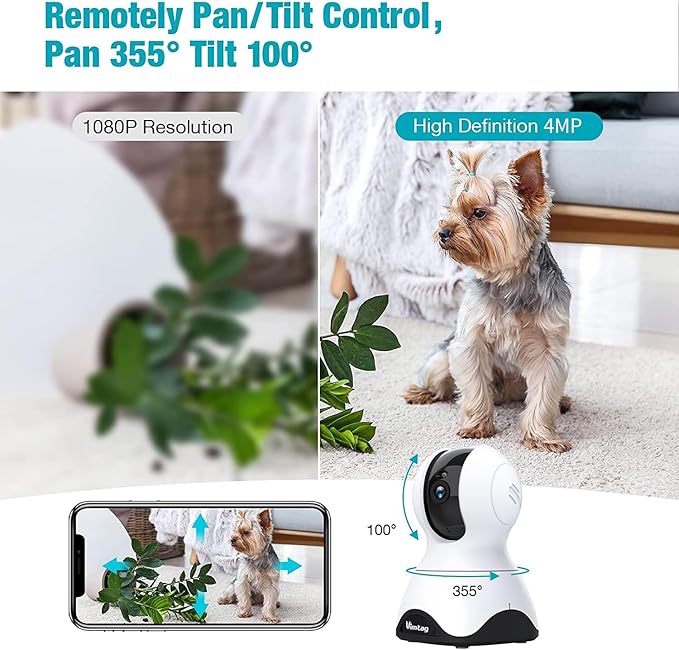 2.5K Security Camera Indoor, 360° Cameras for Home Security, 5G/2.4G WiFi Pet/Dog/Baby/Nanny/Cat Monitor Camera with Phone app, 2-Way Audio, Night Vision, 24/7 SD Card Storage, Cloud, Works with Alexa