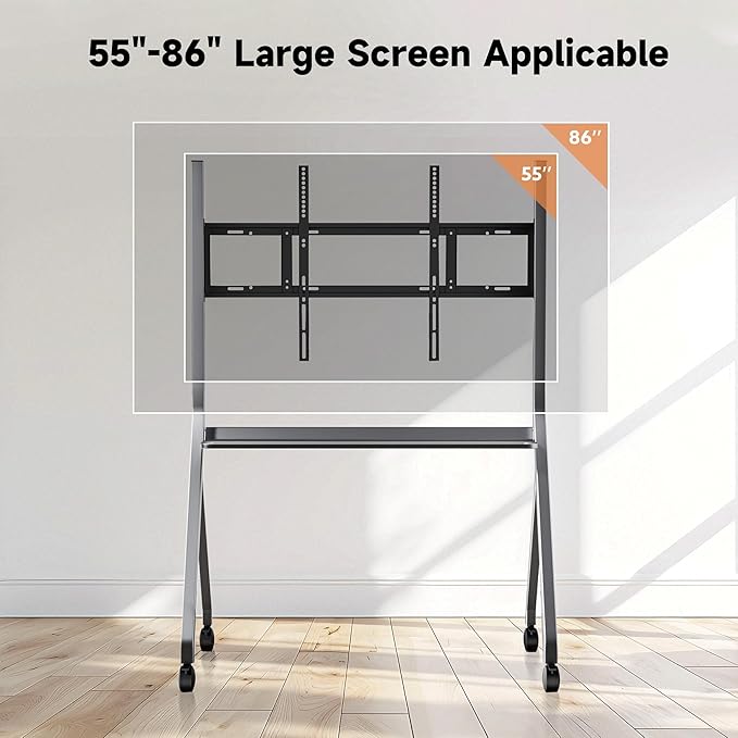 Smart Board Stand with Four Lockable Wheels for 55"-86 Electronic Whiteboard, Digital Whiteboard Stand for Home, Smart Board for Classroom and Office with Mobile Stand