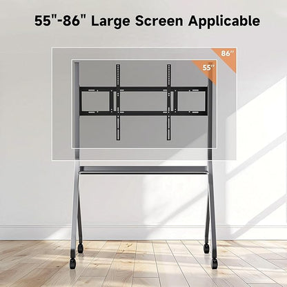 Smart Board Stand with Four Lockable Wheels for 55"-86 Electronic Whiteboard, Digital Whiteboard Stand for Home, Smart Board for Classroom and Office with Mobile Stand