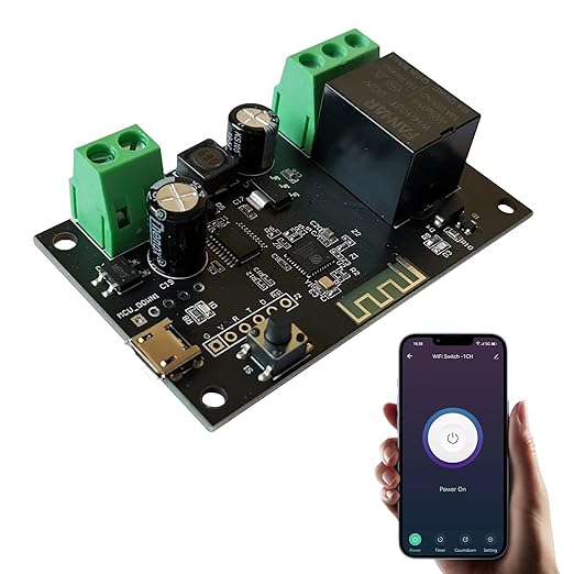 Jane Eyre WiFi Wireless Smart Switch Relay Module Jog Self-Locking Switch Module DIY Smart Home Compatible with TUYA/Smart Life App(1CH)