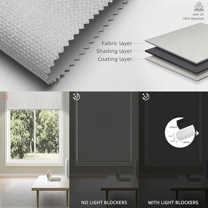 SmartWings Motorized 100% Blackout Shades Blinds, Custom Size, Cordless Window Shades with Rechargeable Battery, Work with Matter/Apple HomeKit, Alexa, Thread/Zigbee, Remote Optional, Vigor White