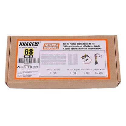 Breadboard Kit with Power Supply Module， Jumper Wires，Battery Clip，830 & 400 tie-Points Breadboard