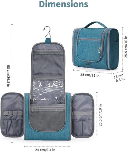 Narwey Hanging Toiletry Bag for Women Travel Makeup Bag Organizer Toiletries Bag Men for Cosmetics Essentials Accessories (Large, Teal)