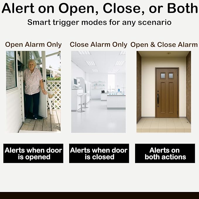 Door Chime, Wireless Door Open Contact Sensor Alarm Chime with 2,000 FT Range Voice Alert 7 Chimes 6 Volume Levels LED Indicators, Door Ringer Alert for Business/Store/Home/Office When Entering