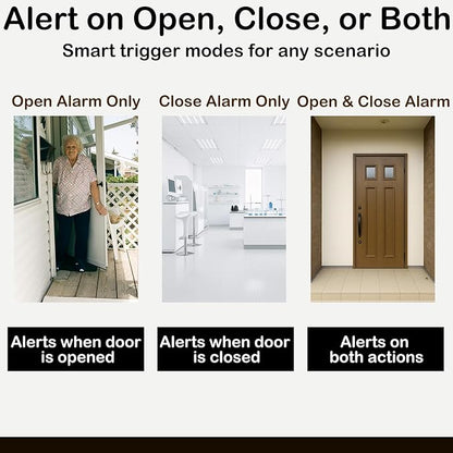 Door Chime, Wireless Door Open Contact Sensor Alarm Chime with 2,000 FT Range Voice Alert 7 Chimes 6 Volume Levels LED Indicators, Door Ringer Alert for Business/Store/Home/Office When Entering