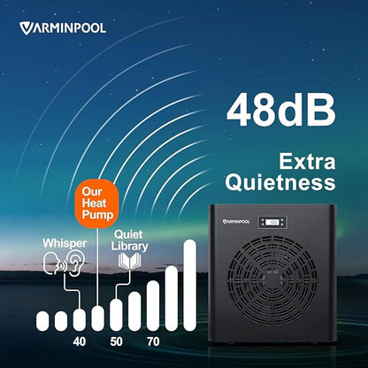 16000BTU Pool Heat Pump for Above Ground Pool, Electric Pool Heater for 5400 Gallons, WiFi Control, Smart Inverter, Titanium Heat Exchanger, 110V