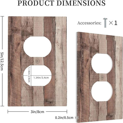 Outlet Covers Retro Wood Brown Farmhouse Barn Wooden 1 Gang Duplex Light Switch Cover Decorative Switch Plates Electrical Receptacle Faceplate Wall Plate for Farmhouse Cabin Decor