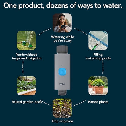 Rachio Smart Hose Timer (1 Valve Only) – App-Controlled Outdoor Faucet Timer, Quick Install & Scheduling, Expandable System - Requires WiFi Hub