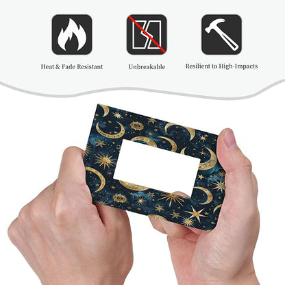 Decorative Outlet Covers Modern Abstract Sky Blue Gold Moon Sun Star 1 Gang Single Rocker Light Switch Cover Plate Wall Plates GFCI Faceplate for Bedroom Kids room Decor