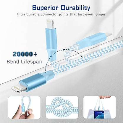 [Apple MFi Certified] Short iPhone Charger 1ft 3Pack,USB A to Lightning Cord Nylon Braided 12 Inch Fast Charging iPhone Cable Compatible with iPhone 14 13 12 11 Pro/Max/Mini Xs SE2/iPad for Car