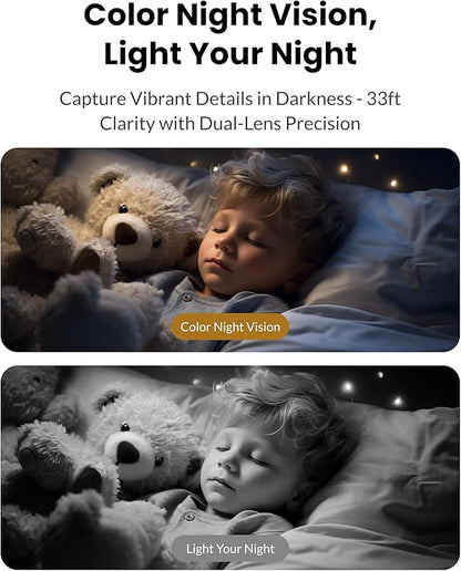 Dual Lens Security Camera Indoor 5G/2.4G WiFi, 2K+2K Pet Camera with Pan Tilt for Home, Baby Monitor, AI Tracking, Color Night Vision, 2-Way Talk, No Dead Zone, 355° View, Alexa/Google