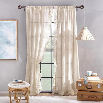 Brushed Nickel Curtain Rods for Windows 18 to 145 inches, 1 Inch Modern Metal Drapery Rods, Adjustable Heavy Duty Curtain Pole with Round Finials(18"-145"Dark Red)