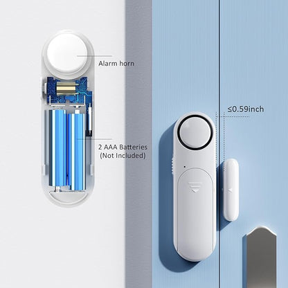 Wireless Door Alarm When Opened with Remote (2 Pack), Window Sensor Alarms for Home Security, Kids Safety, Dementia, Sliding Glass Door, 120dB Burglar Alert for House Garage/Apartment/Business Entry
