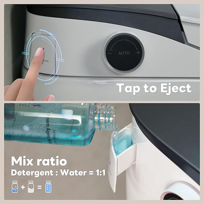 CANEST Smart Toilet with Bidet Built in, Foam Dispenser, Auto Temp Control Wide Heated Seat&0.1s Instant Water, Full-Area Seat Sensor, Auto Open/Close, Foot Sensor, Auto Deodorization, Remote(FC-002)
