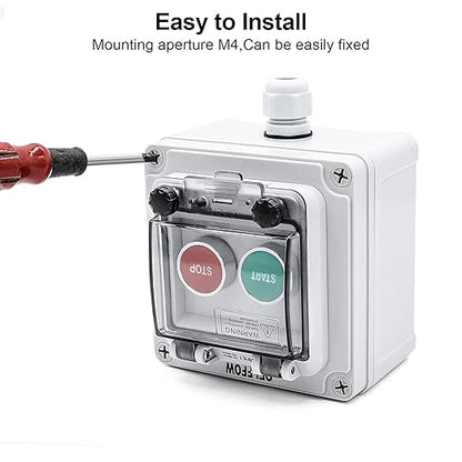 IP67 Button Switch Outdoor Waterproof Box 2 Push (Letter) Red and Green Automatic Rest Momentary Button with Protective Cover Anti-misoperationSwitch(AC/DC 6A-110V/3A-240V/2.5A-380V)