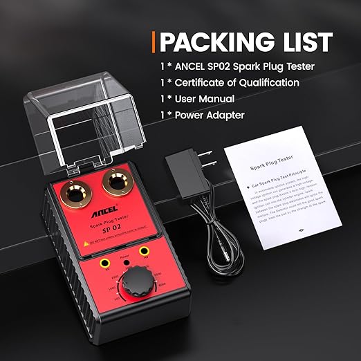 ANCEL SP02 Spark Plug Tester Automotive Engine Ignition Coil Tester Dual Holes 0 to 6000RPM Adjustable Working Frequency Car Spark Plug Gap Tool