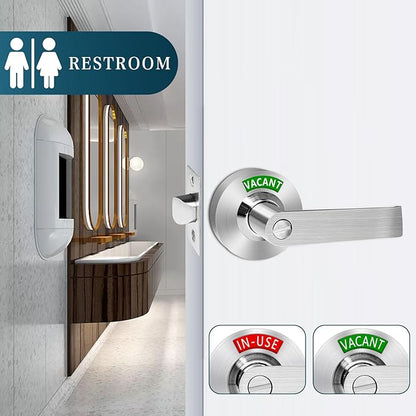 MissHoney Commercial Door Handle, Vacant Occupied Bathroom Lock Occupied Door Handle Bathroom Door Lock Privacy Indicator Lock Privacy Indicator Lock - in USE/Vacant Display (Satin Nickel)