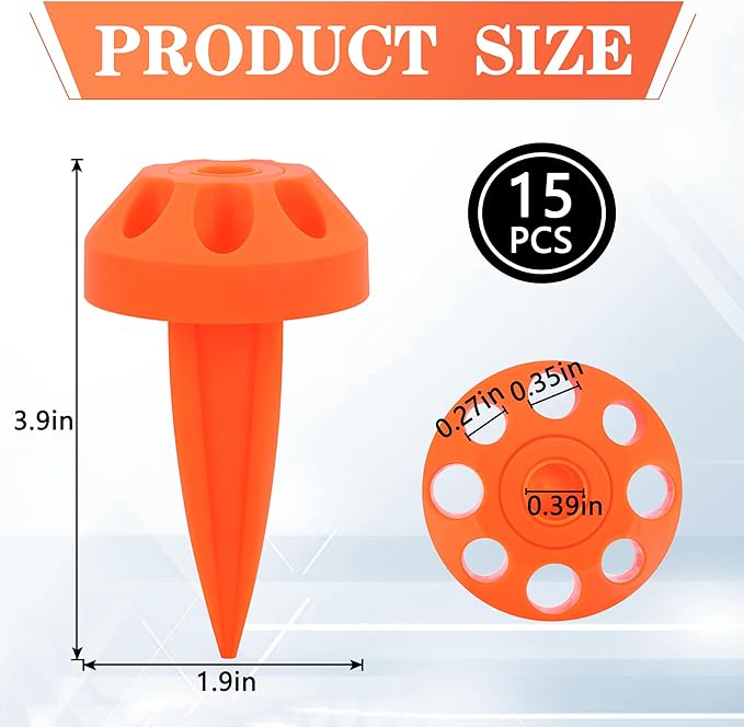 15 Pcs Driveway Marker Mount Stakes, Orange Reflective Mount Stake, Snow Ground Spike Stake for Driveways Pathways Walkways Parking Lot Ski Run Residential Property
