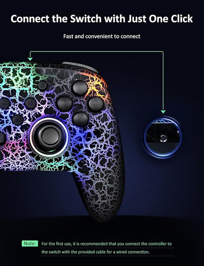 NexiGo Wireless Controller (No Deadzone) for Switch 2 and Switch, Bluetooth Controllers for Nintendo Switch with Vibration, Motion, Turbo and LED Light (Lightstorm)