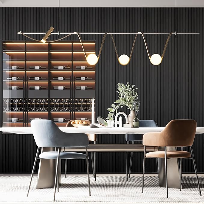 Art3dwallpanels Wood Slat Wall Paneling, 104'' x 6.7'' WPC Soundproof 3D Wall Panels for Interior Wall Decor, 8 Pack Fluted Textured Panel Wall Slats,Black