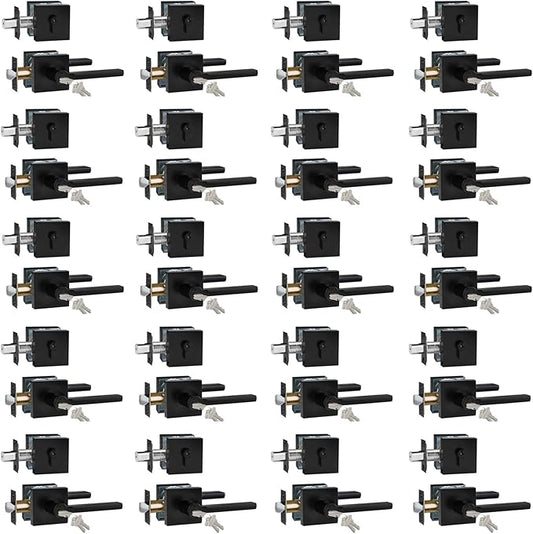 Keyed Entry Door Handle with Single Cylinder Deadbolt, Keyed Alike(Same Keys Only Per Set) Front Door/Exterior Door Lever Lockset, Matte Black, 20 Sets of Locks with 20 Sets of Different Keys