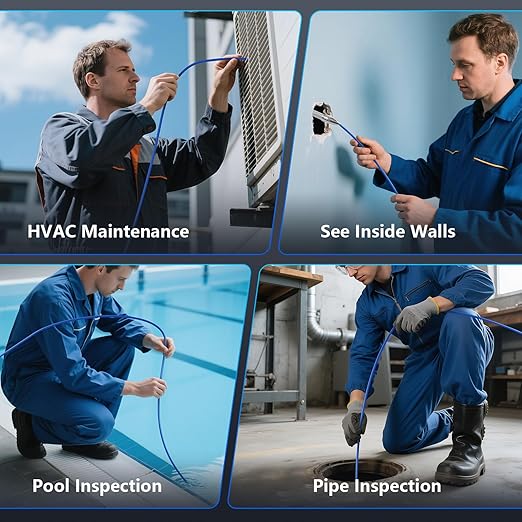 Sewer Camera, Self-Leveling Drain Camera with 7mm Thicker Cable, 100ft/30M Range, 9" 1080P HD Monitor, IP68 Waterproof for Pipe Inspection, DVR Snake Cam with Distance Counter & 32GB Card